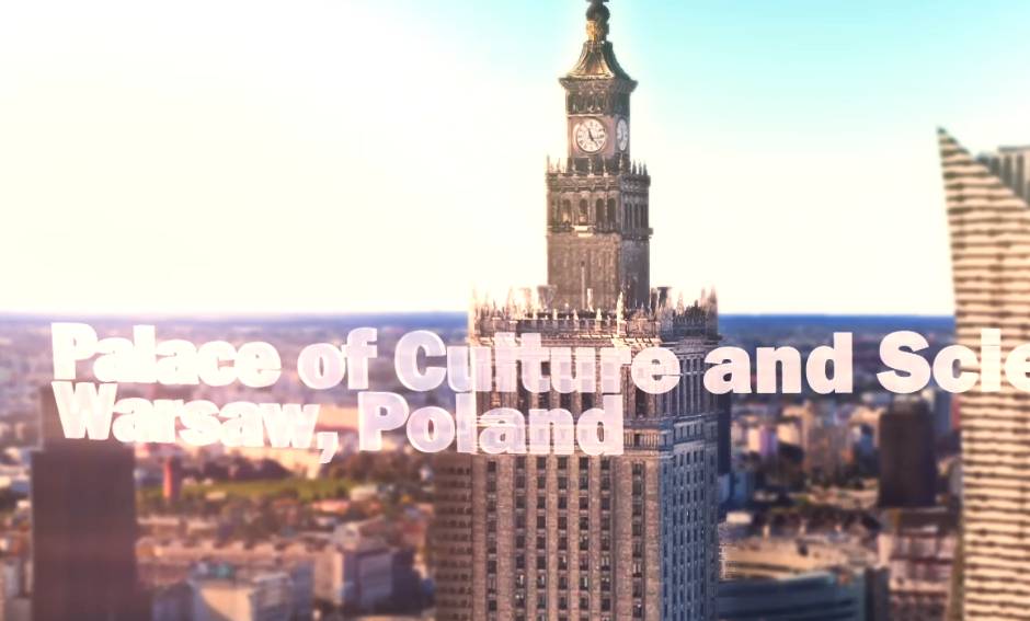 Palace of culture and Science visualisation based on google earth studio imagery